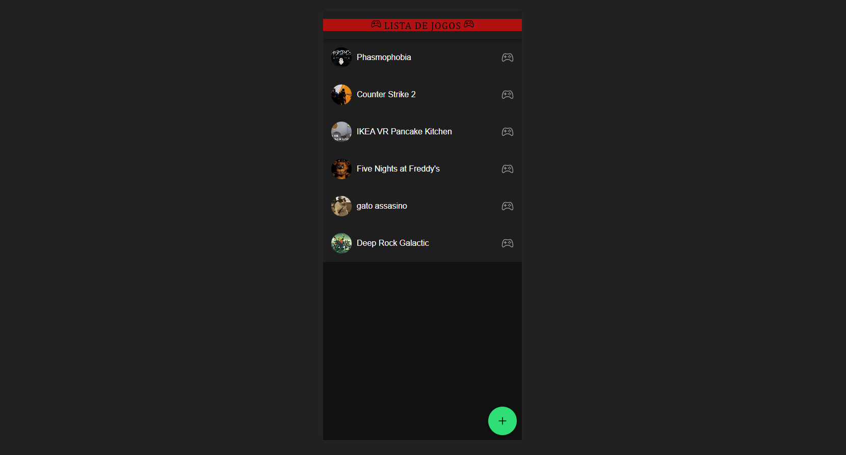 Lista de Jogos - Projeto
